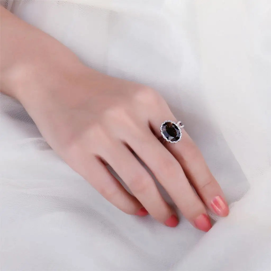 Jewelry Genuine Oval Smoky Quartz 925 Sterling Silver Big Gemstone Jewelry