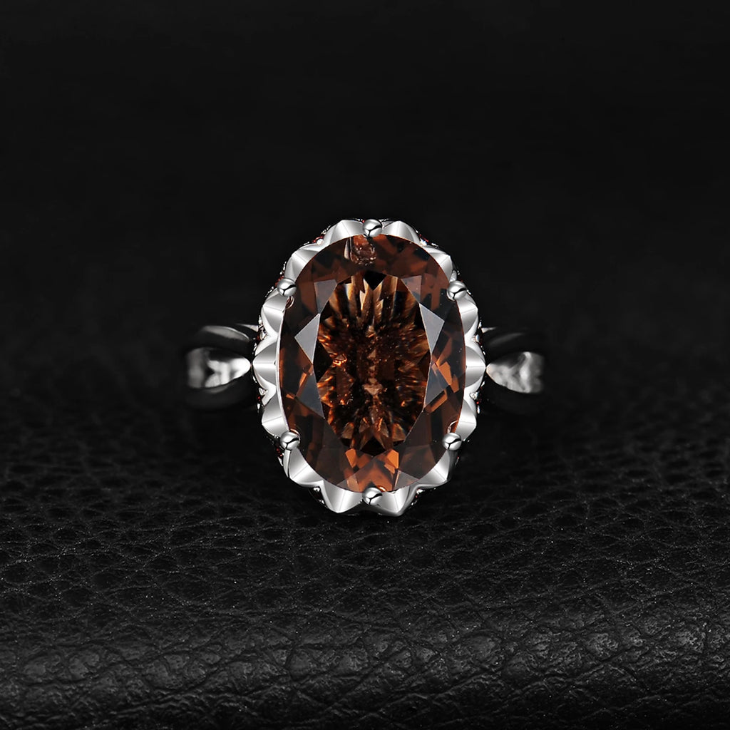 Jewelry Genuine Oval Smoky Quartz 925 Sterling Silver Big Gemstone Jewelry