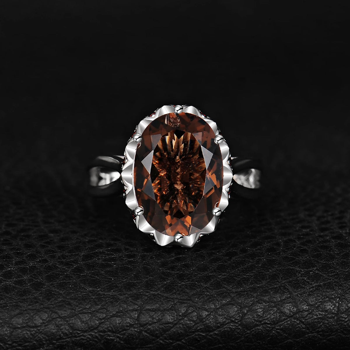 Jewelry Genuine Oval Smoky Quartz 925 Sterling Silver Big Gemstone Jewelry