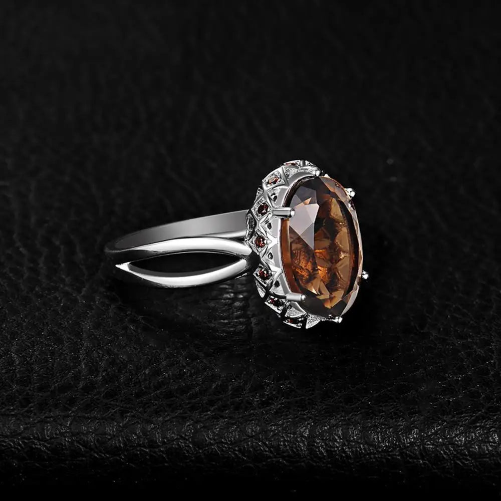 Jewelry Genuine Oval Smoky Quartz 925 Sterling Silver Big Gemstone Jewelry