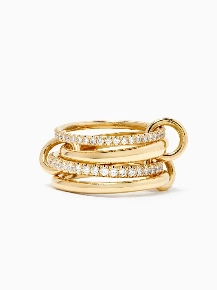 925 Sterling Silver Simple Fashion Multi-Layer Round Zircon Ring  High Quality Fine Jewelry
