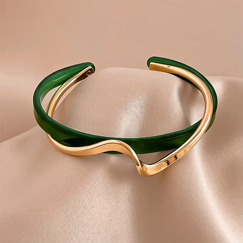 White Acrylic Bracelets Board Bend Metal Bracelets Geometric C- shaped Opening Bracelets