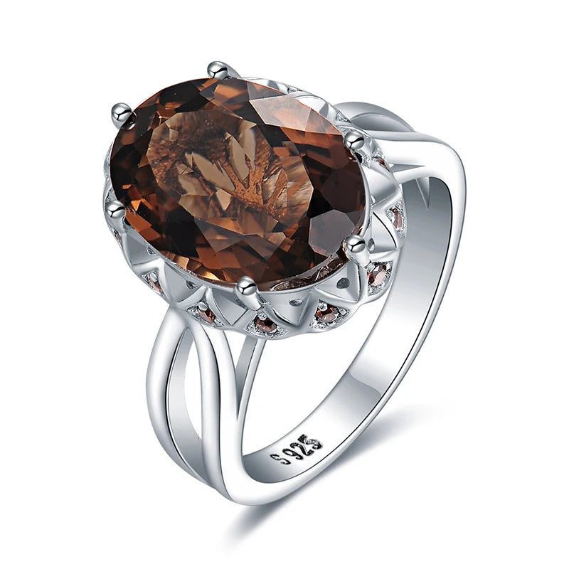 Jewelry Genuine Oval Smoky Quartz 925 Sterling Silver Big Gemstone Jewelry