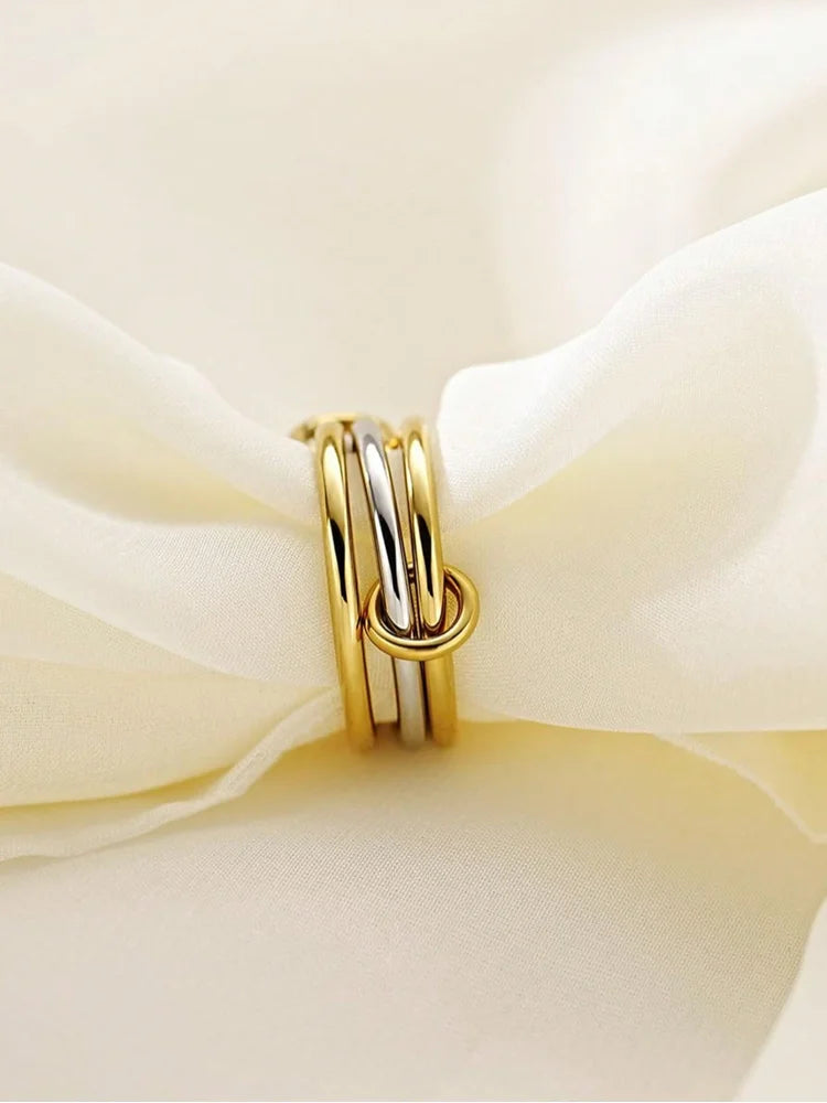 925 Sterling Silver Simple Fashion Multi-Layer Round Zircon Ring  High Quality Fine Jewelry