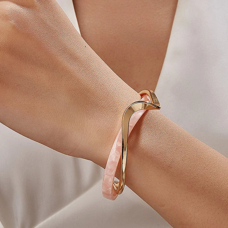 White Acrylic Bracelets Board Bend Metal Bracelets Geometric C- shaped Opening Bracelets