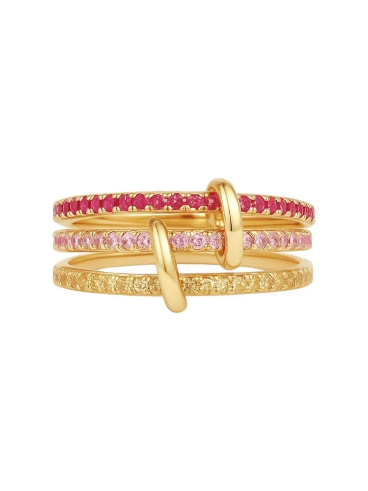925 Sterling Silver Simple Fashion Multi-Layer Round Zircon Ring  High Quality Fine Jewelry