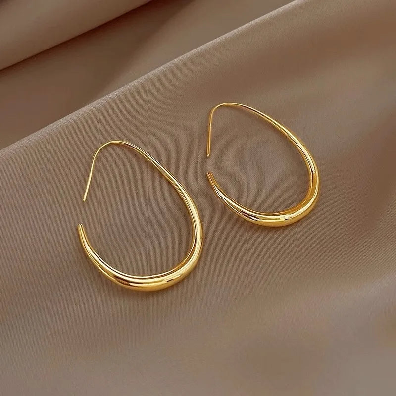 Golden Ellipse Hoop Earrings