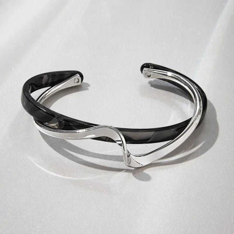 White Acrylic Bracelets Board Bend Metal Bracelets Geometric C- shaped Opening Bracelets