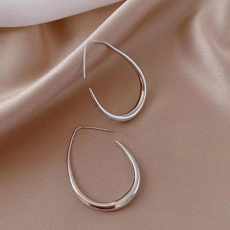 Golden Ellipse Hoop Earrings