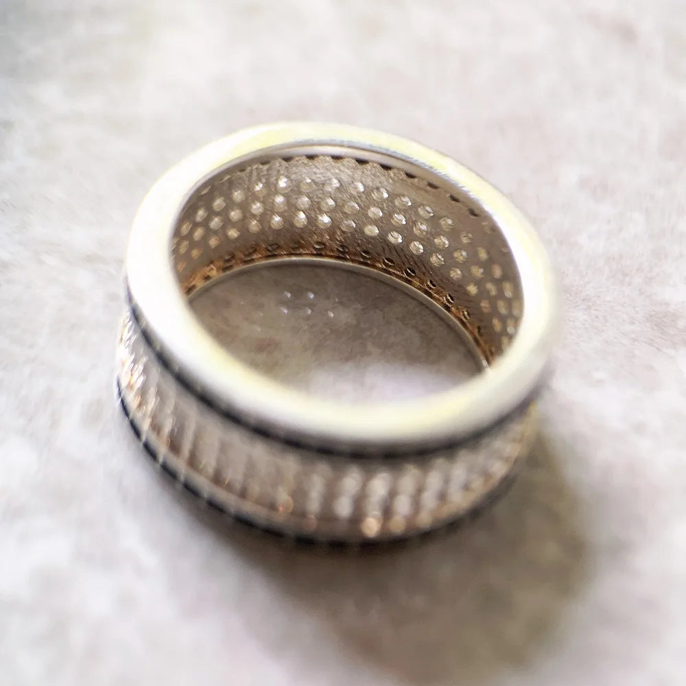 Black And White Ring,Europe Style Glam Fine Jewerly In 925 Sterling Silver