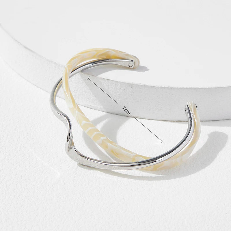 White Acrylic Bracelets Board Bend Metal Bracelets Geometric C- shaped Opening Bracelets