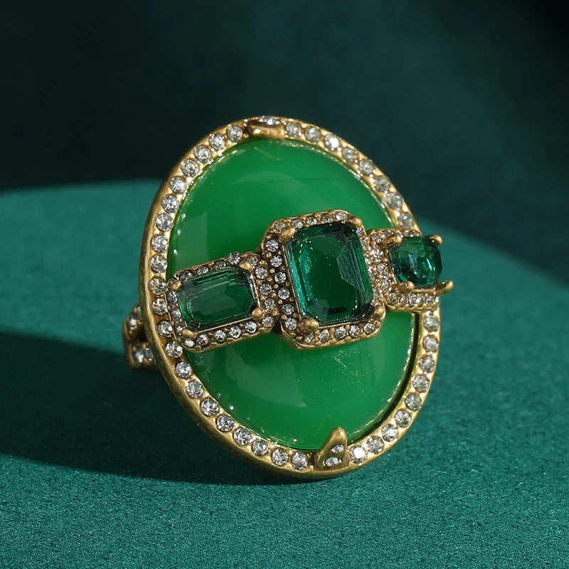 Vintage Green Emerald Egg Rings For Woman Luxury Art Deco Jewelry Girls Fashion Party Brand High Quality Gift Trending 2026