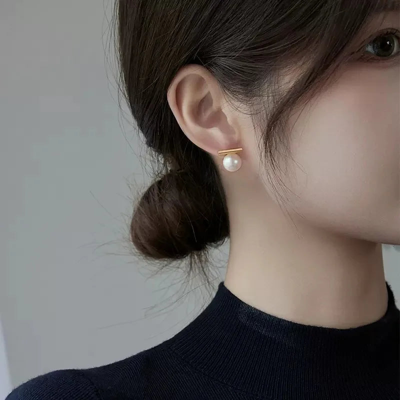 Simple Imitation Pearl Stud Earrings