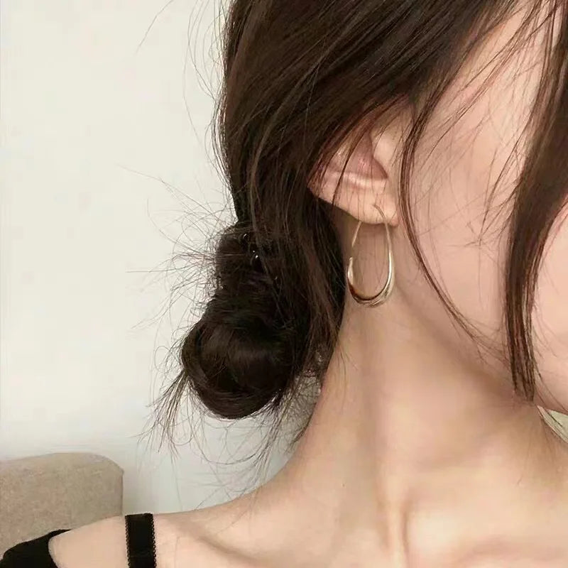 Golden Ellipse Hoop Earrings
