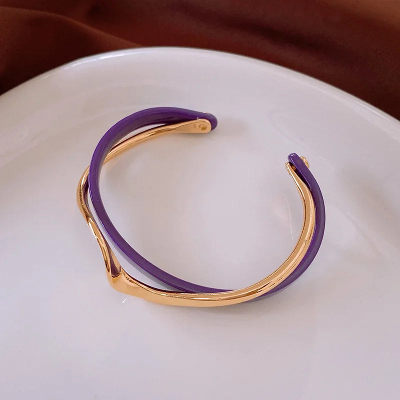 White Acrylic Bracelets Board Bend Metal Bracelets Geometric C- shaped Opening Bracelets