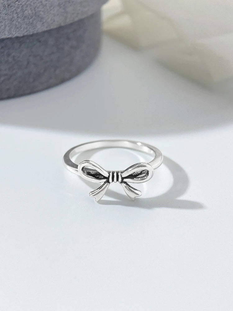 925 Sterling Silver Vintage Big Bow Rings High Quality Jewelry