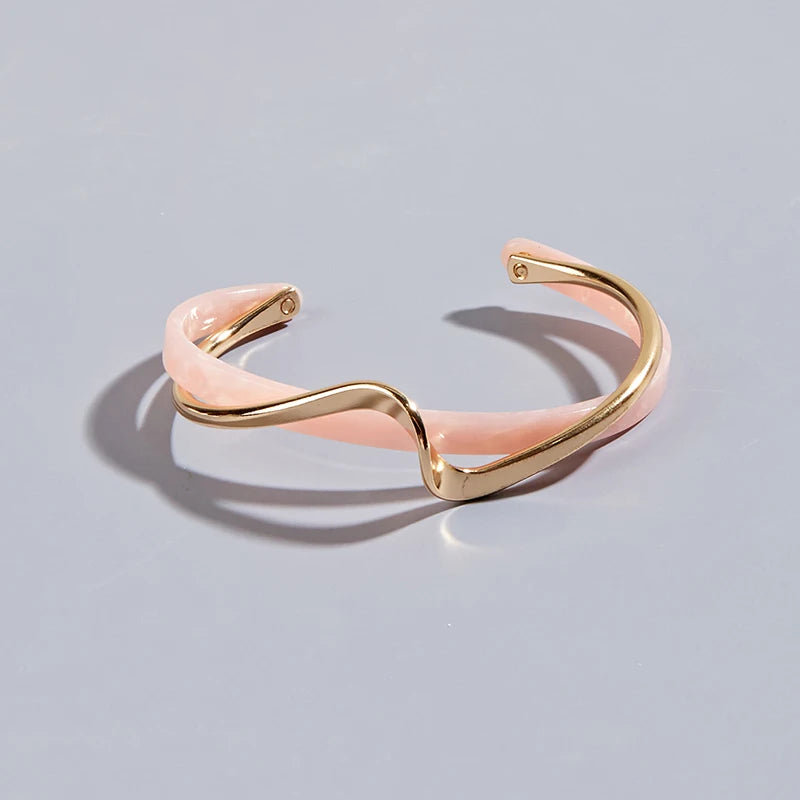 White Acrylic Bracelets Board Bend Metal Bracelets Geometric C- shaped Opening Bracelets
