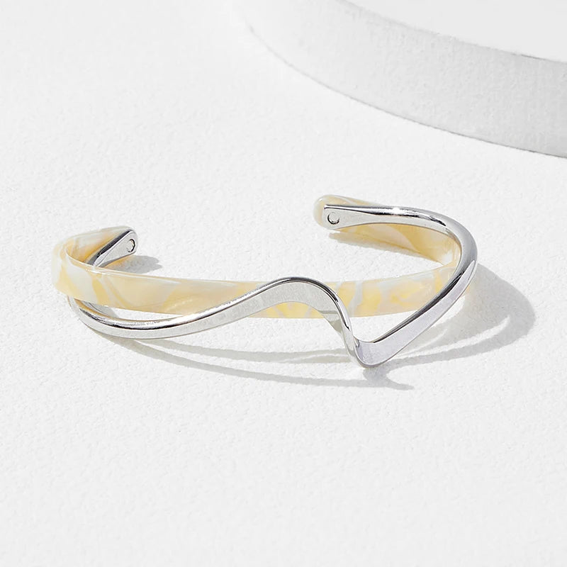 White Acrylic Bracelets Board Bend Metal Bracelets Geometric C- shaped Opening Bracelets