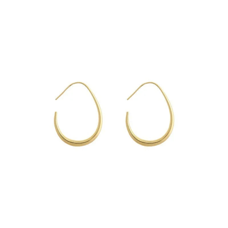 Golden Ellipse Hoop Earrings