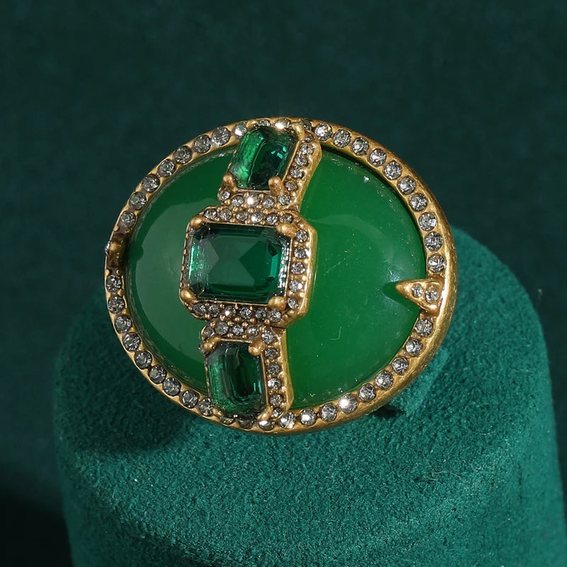 Vintage Green Emerald Egg Rings For Woman Luxury Art Deco Jewelry Girls Fashion Party Brand High Quality Gift Trending 2026