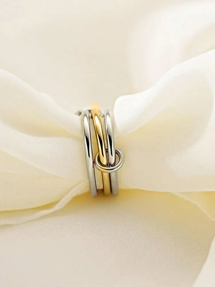 925 Sterling Silver Simple Fashion Multi-Layer Round Zircon Ring  High Quality Fine Jewelry